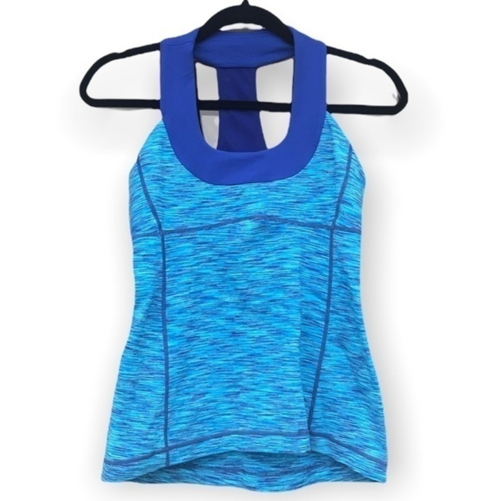 LULULEMON Scoop Neck Blue Space Dye Tank Size 6